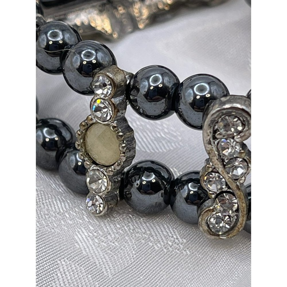 Quartz Rhinestone Encrusted and Beaded Wristband Bracelet Style Watch - Picture 6 of 10